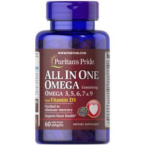 Омега 3-5-6-7-9 и витамин Д3, Omega 3, 5, 6, 7 & 9 with Vitamin D3, Puritan's Pride, 60 капсул