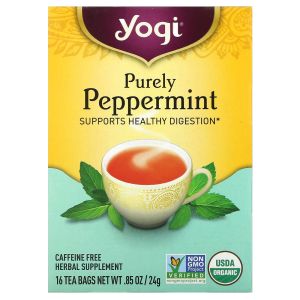 Чай мятный, Purely Peppermint, Yogi Tea, без кофеина, 16 чайных пакетиков, 24 г