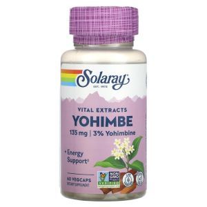 Йохимбе, Yohimbe, Vital Extracts, Solaray, 135 мг, 60 вегетарианских капсул