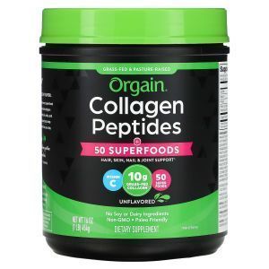 Коллагеновые пептиды, Collagen Peptides, Orgain, плюс 50 суперпродуктов, без вкуса, 454 г
