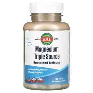 Магний, Magnesium Triple Source SR, KAL, 500 мг, 100 таблеток