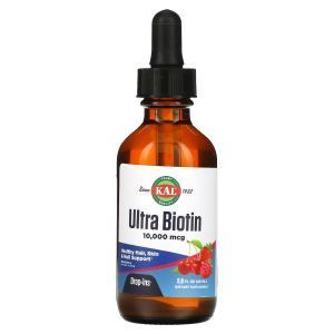 Биотин, Ultra Biotin, KAL, ягодный вкус, 10000 мкг, 59 мл