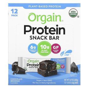 Протеиновый батончик, Protein Snack Bar, Orgain, вкус шоколадного пирожного, 12 батончиков по 40 г каждый
