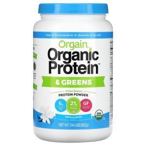 Растительный протеин + зелень, Organic Protein + Greens, Orgain, органик, вкус ванили, 882 г
