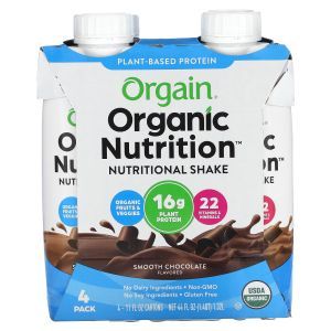 Протеиновый коктейль, Organic Nutrition, Nutritional Shake, Orgain, органик, вкус шоколада, 4 упаковки по 330 мл каждая
