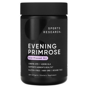 Масло вечерней примулы, Evening Primrose, Sports Research, 1300 мг, 120 гелевых капсул