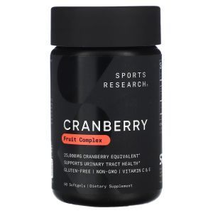  Клюквенный концентрат, Cranberry Concentrate, Sports Research, 250 мг, 90 капсул