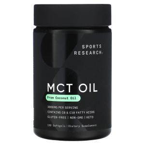Масло MCТ, MCT Oil, Sports Research, 1000 мг, 120 гелевых капсул