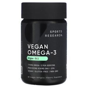 Омега-3 для веганов, Vegan Omega-3, Sports Research, комплекс, 60 вегетарианских капсул
