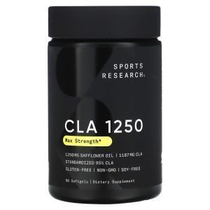 Конъюгированная линолевая кислота, CLA Max Potency, Sports Research, улучшенная, 1250 мг, 90 капсул