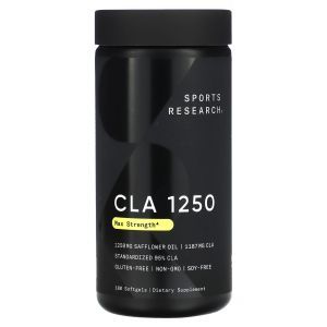 Конъюгированная линолевая кислота, CLA Max Potency, Sports Research, улучшенная, 1250 мг, 180 капсул