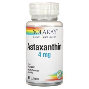 Астаксантин, Astaxanthin, Solaray, 4 мг, 60 гелевых капсул  