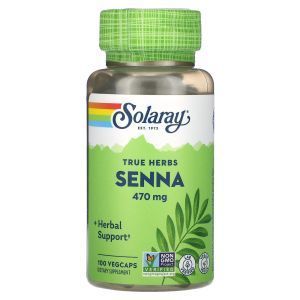 Сенна, Senna, True Herbs, Solaray, 470 мг, 100 вегетарианских капсул  
