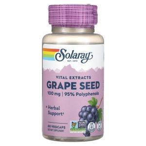 Виноградные косточки, Grape Seed, Vital Extracts, Solaray, 100 мг, 60 вегетарианских капсул  

