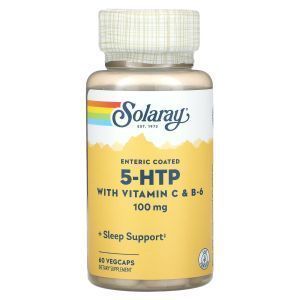 5-гидрокситриптофан с витаминами C и B-6, 5-HTP, Solaray, 100 мг, 60 вегетарианских капсул   