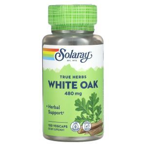 Белый дуб, White Oak, True Herbs, Solaray, 480 мг, 100 вегетарианских капсул  