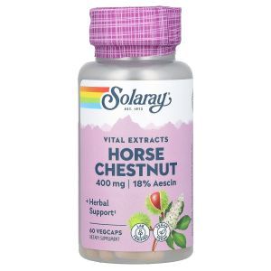 Конский каштан, Horse Chestnut, Vital Extracts, Solaray, 400 мг, 60 вегетарианских капсул  
