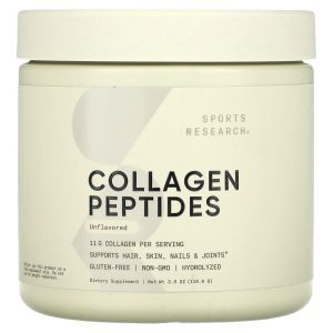 Коллагеновые пептиды, Collagen Peptides, Sports Research, без вкуса, 110.6 г