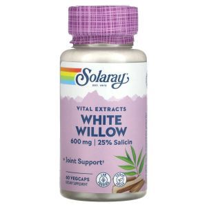 Белая ива, White Willow, Vital Extracts, Solaray, 600 мг, 60 вегетарианских капсул  
