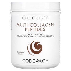 Коллагеновые пептиды, Multi Collagen Peptides, Codeage, 5 типов коллагена I, II, III, V и X, шоколад, 515 г