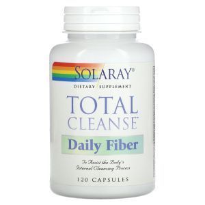 Очистка организма, Total Cleanse, Daily Fiber, Solaray, клетчатка, 120 капсул
