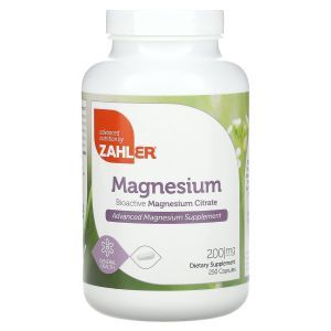 Магний, Magnesium, Zahler, биоактивный цитрат магния, 200 мг, 250 капсул