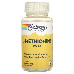 L-метионин, L-Methionine, Solaray, 500 мг, 30 вегетарианских капсул
