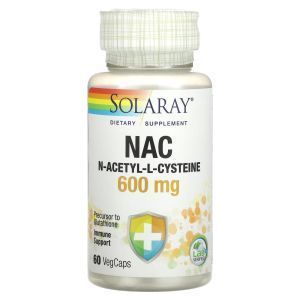 N-ацетил-L-цистеин, NAC, Solaray, 600 мг, 60 вегетарианских капсул
