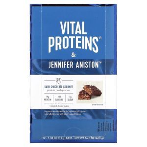 Протеиново-коллагеновый батончик, Protein + Collagen Bar, Vital Proteins, темный шоколад и кокос, 12 батончиков по 39 г каждый