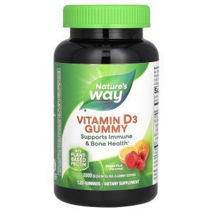 Вітамін D3 для дітей, Vitamin D3 Gummies, Nature's Way, суміш фруктів, 50 мкг (2000 МО), 120 жувальних цукерок