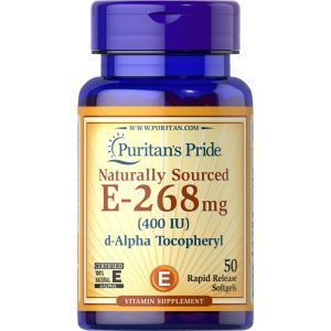 Витамин Е, Natural Sourced Vitamin E, Puritan's Pride, 400 МЕ, 100 гелевых капсул

