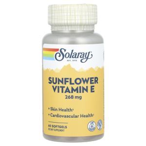 Витамин Е из подсолнечника, Sunflower Vitamin E, Solaray, 268 мг, 60 гелевых капсул
