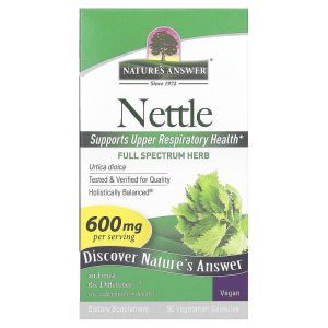 Листья Крапивы, Nettle Leaf, Nature's Answer, 600 мг, 90 вегетарианских капсул (300 мг на капсулу)