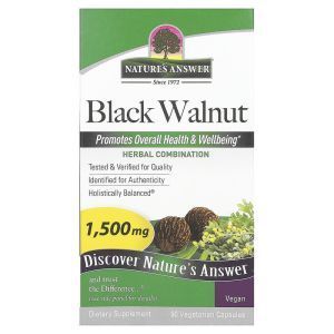 Черный орех, Black Walnut, Nature's Answer, 1500 мг, 90 вегетарианских капсул (500 мг на капсулу)