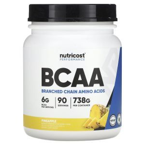 Аминокислоты ВСАА, BCAA, Performance, Nutricost, ананас, 738 г
