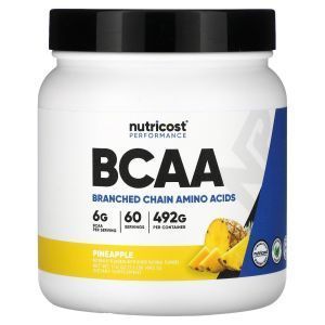 Аминокислоты ВСАА, BCAA, Nutricost, порошок, ананас, 491 г