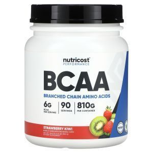 Аминокислоты ВСАА, BCAA, Performance, Nutricost, клубника и киви, 810 г
