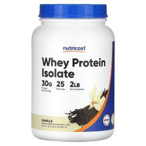 Сывороточный протеин, изолят, Whey Protein Isolate, Nutricost, порошок, ваниль, 907 г