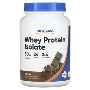 Сывороточный протеин, изолят, Whey Protein Isolate, Nutricost, порошок, мокко, 907 г.