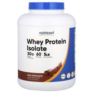 Сывороточный протеин, изолят, Whey Protein Isolate, Nutricost, порошок, молочный шоколад, 2.268 кг