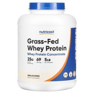 Сывороточный протеин, Grass-Fed Whey Protein Concentrate, Nutricost, без вкуса, 2.268 кг