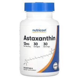 Астаксантин, Astaxanthin, Nutricost, 12 мг, 30 гелевых капсул