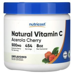 Витамин С (ацерола),  Natural Vitamin C, Nutricost, порошок, 227 г
