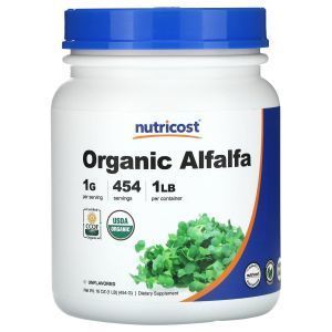 Люцерна, Organic Alfalfa, Nutricost, органик, порошок, 454 г