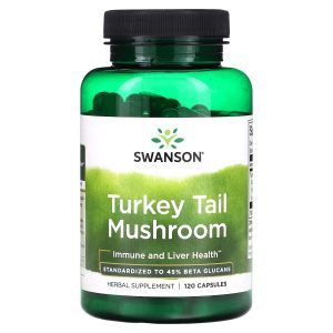Траметес разноцветный, Turkey Tail Mushroom, Swanson, 120 капсул  