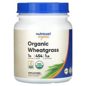 Ростки пшеницы, Wheatgrass, Nutricost, порошок, без вкуса, 454 г