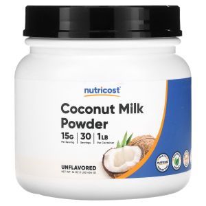 Кокосовое молоко, Coconut Milk, Nutricost, порошок, без вкуса, 454 г