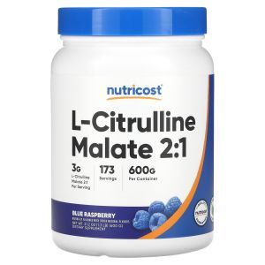 L-цитруллин малат, L-Citrulline Malate 2:1, Nutricost, голубая малина, 600 грамм