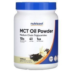 Масло МСТ, MCT Oil, Nutricost, порошок, вкус ванили, 454 г