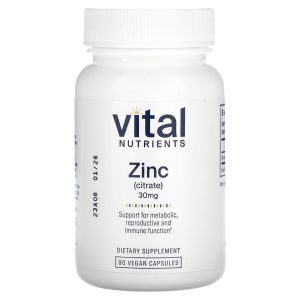 Цинк (цитрат), Zinc, Vital Nutrients, 30 мг, 90 веганских капсул